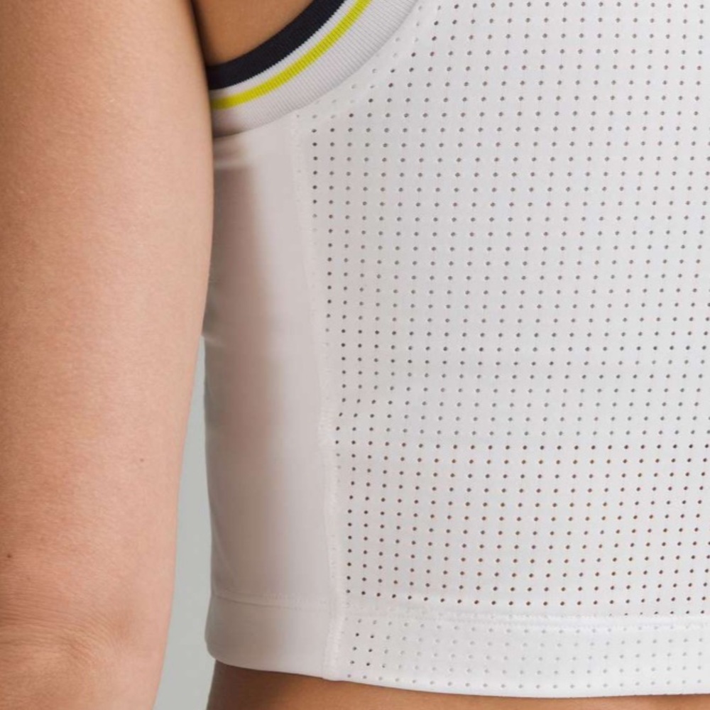 2024 Lululemon Varsity Scoop-Neck Cropped Tennis Tank Top
White / Yellow / Navy - Picture 2 of 8